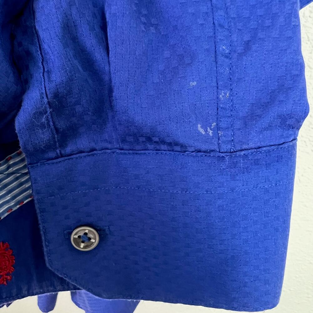 Robert Graham Shirt Mens 42 (Large) Neck 16.5 Button Up Blue Textured Cotton - Picture 12 of 12